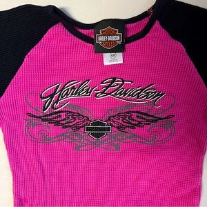 Harley Davidson kids pink thermal shirt size 6x